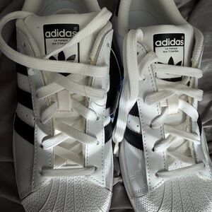 Adidas Kids White and Black Striped Sneakers